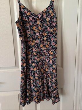 Old Navy Navy Floral Slip Dress with Orange & Pink Blooms
